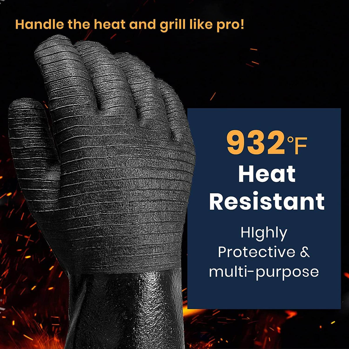GEEKHOM BBQ Gloves Heat Resistant Cooking, 18 Inch Grill Gloves Heat P