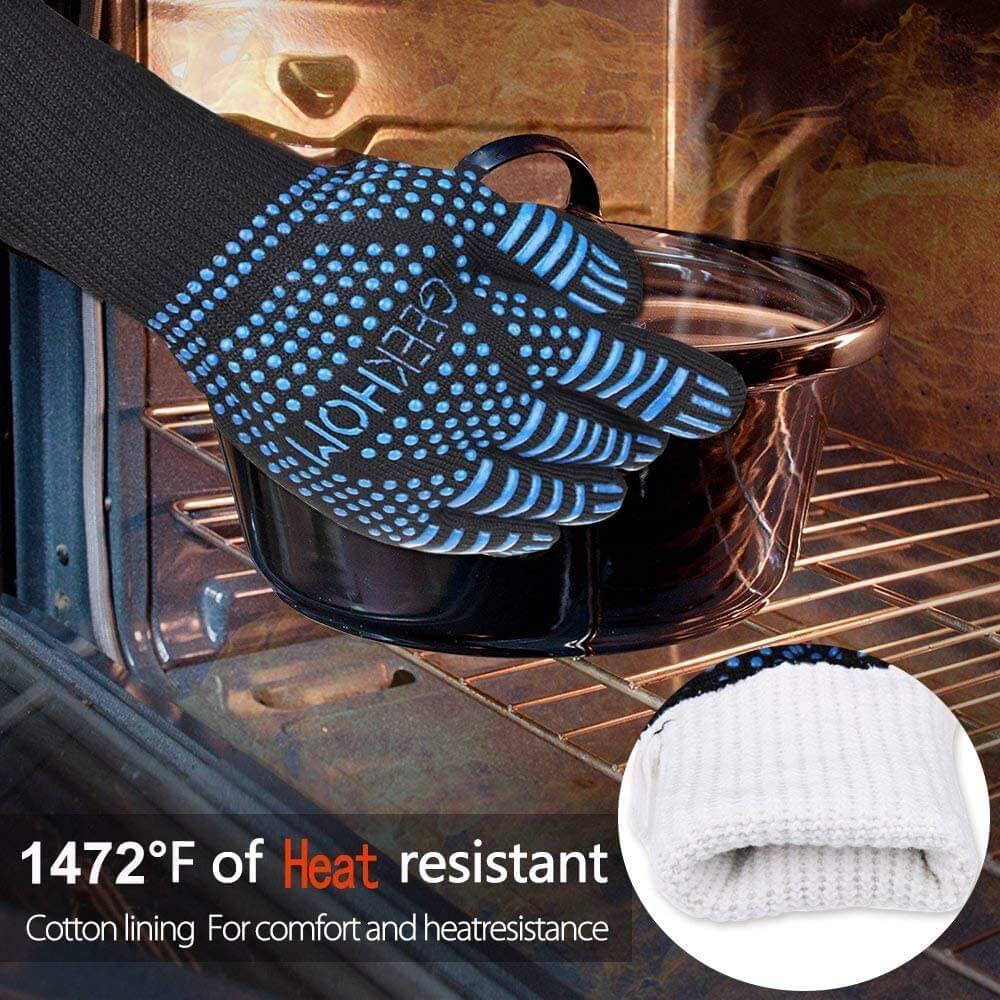 GEEKHOM Grilling Gloves, 1472℉ Heat Resistant BBQ Grill Gloves