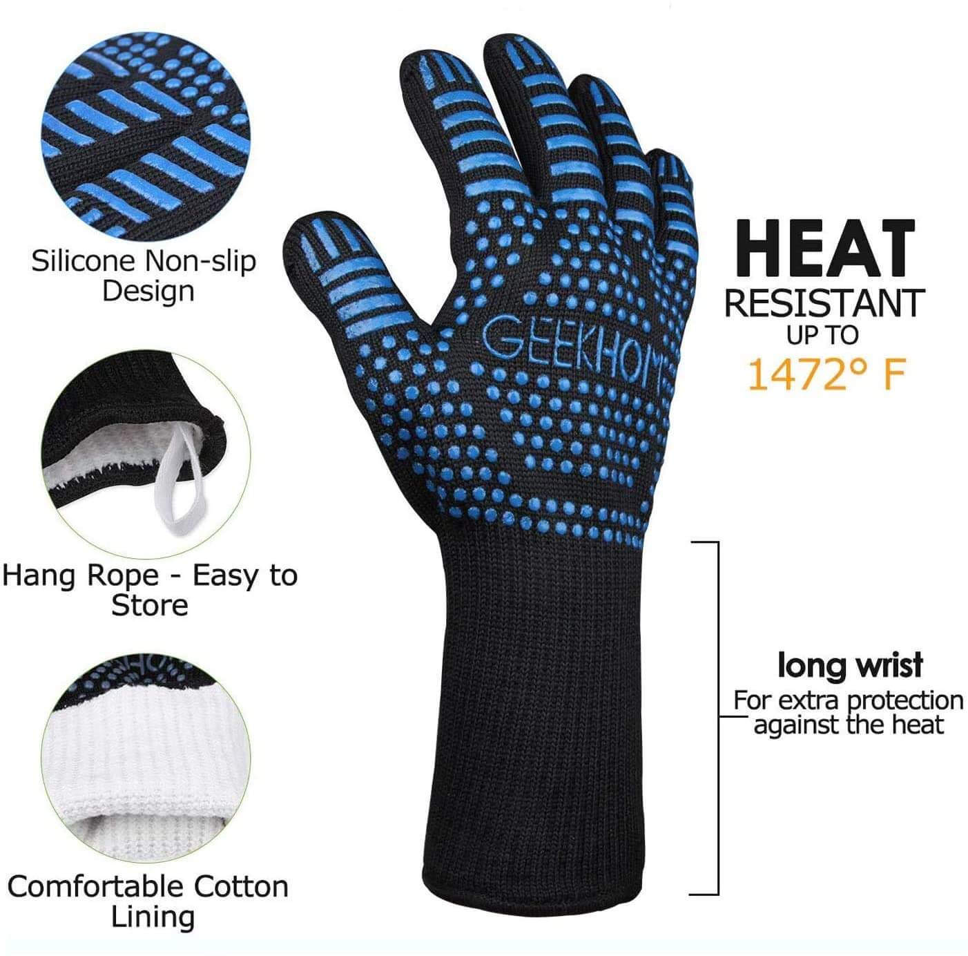 Heat Resistant Silicone Gloves - Innovative Grilling Tools 